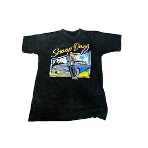Snoop Dogg Graphic T Shirt Joe‎ Cool Black Acid Wash Cartoon Car 90s Hip Hop